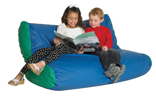 Double High Back Vinyl School Chair, Blue/Green Beanbag