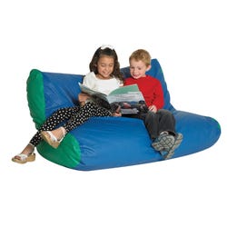 Double High Back Vinyl School Chair, Blue/Green Beanbag