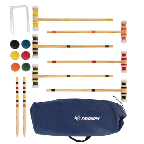 Triumph Sports 6-Player Premium Wooden Croquet Set with Carry Bag