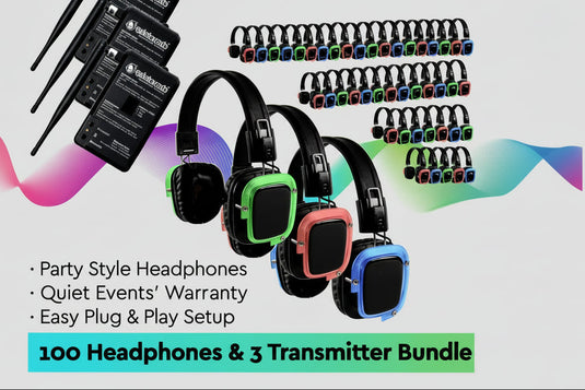 Silent Disco Bundle - 100 Headphones + 3 Transmitters