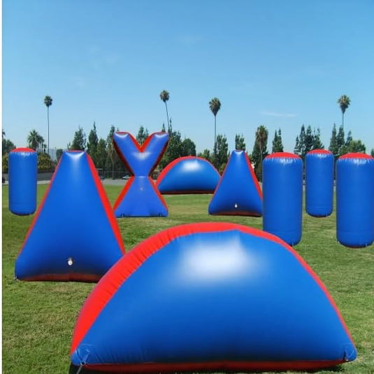 Sportogo 9-Piece Blue Red Inflatable Air Bunker Set for Paintball
