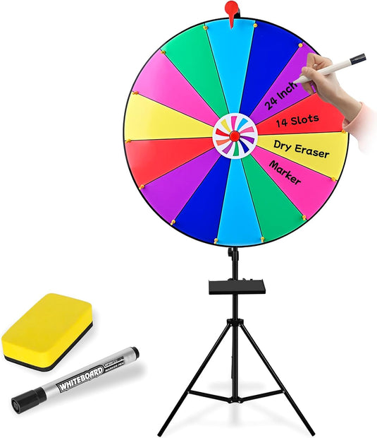 32-inch Adjustable Height Spinning Prize Wheel 14 Colour Slots