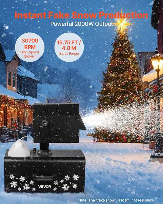 2000W Snow Machine – 70㎡ Wide Coverage, Dual Remotes