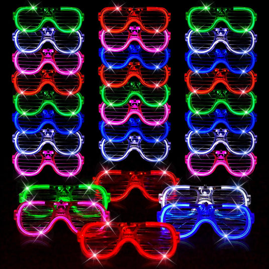 30 Pack Neon LED Light-Up Glasses for Kids & Adults