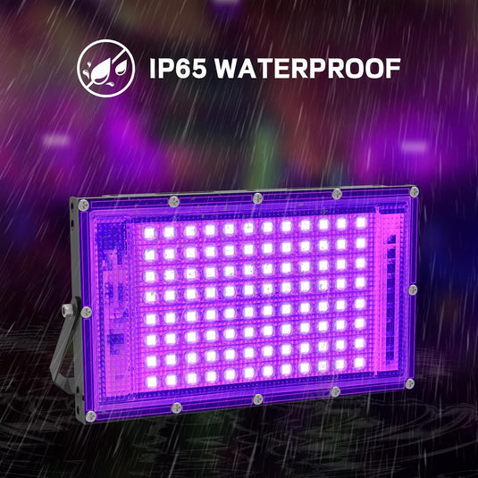 100W LED Black Light 2 Pack Ultra Thin Flood Lights with On/Off Switch for Glow Party Halloween Body Painting