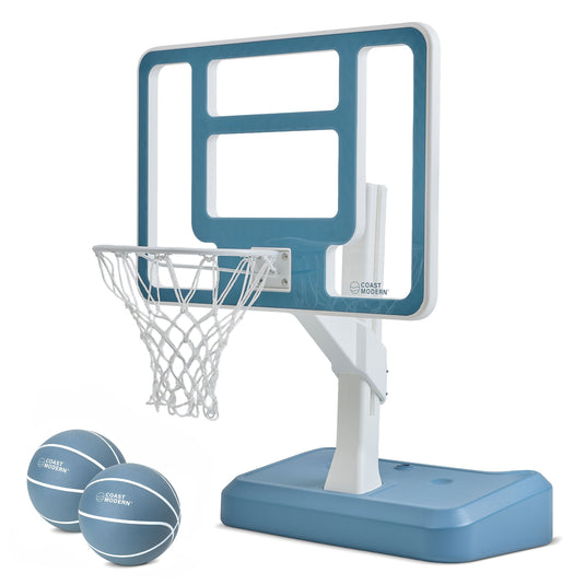 Modern Pool Basketball Hoop Adjustable Height Stoneblue